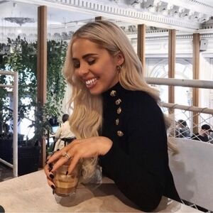 Zara Black Sweater with Gold Button Accents